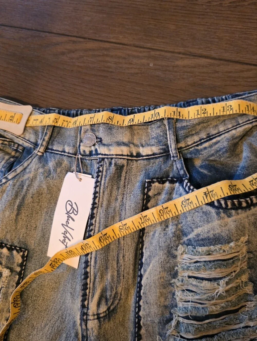 NWT Blue Velvet Boutique Baggy Distressed Patchwork Boho Hippie Festival Jeans L